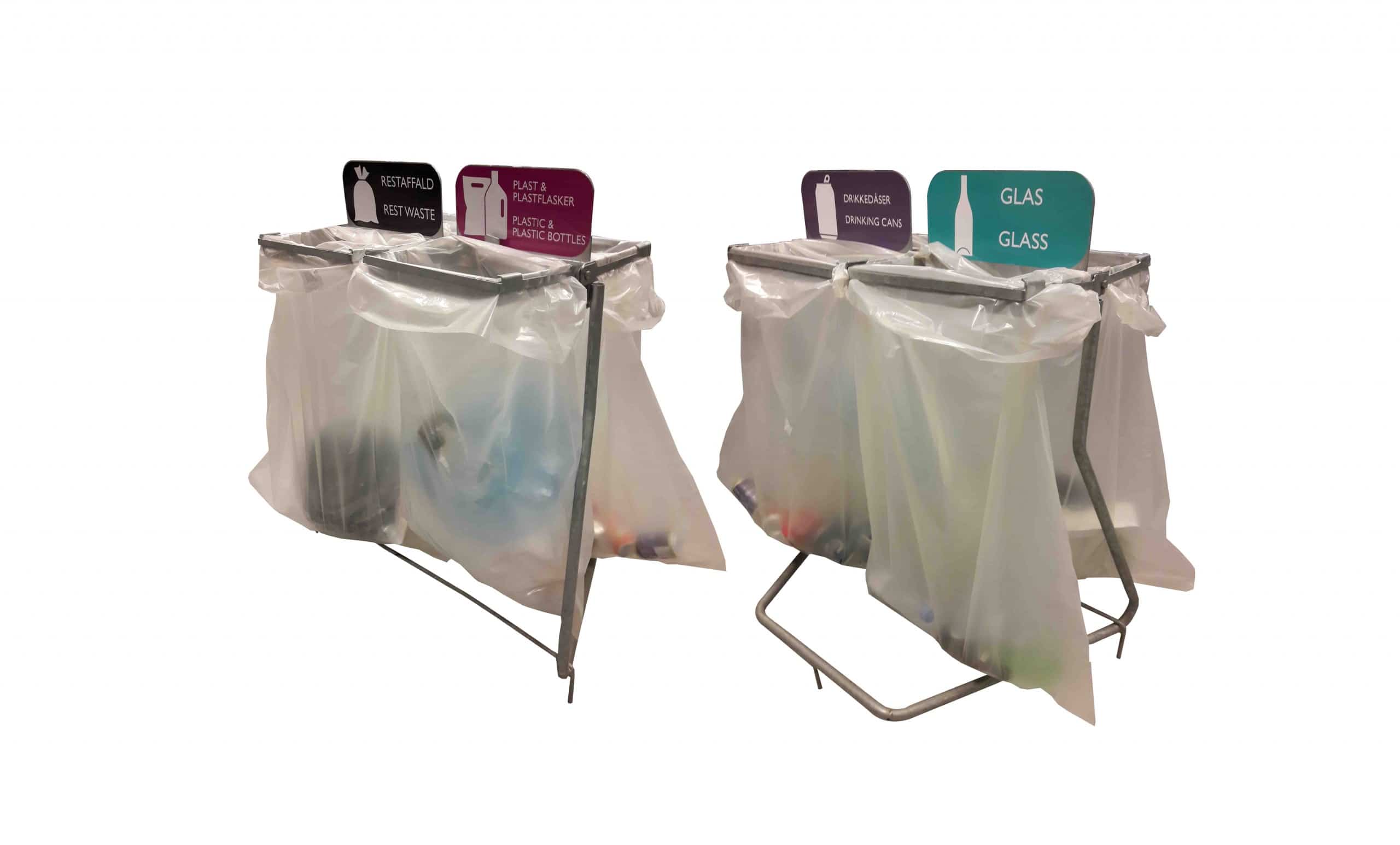 Rent waste racks for sacks 4 waste bags per rack Godik.dk